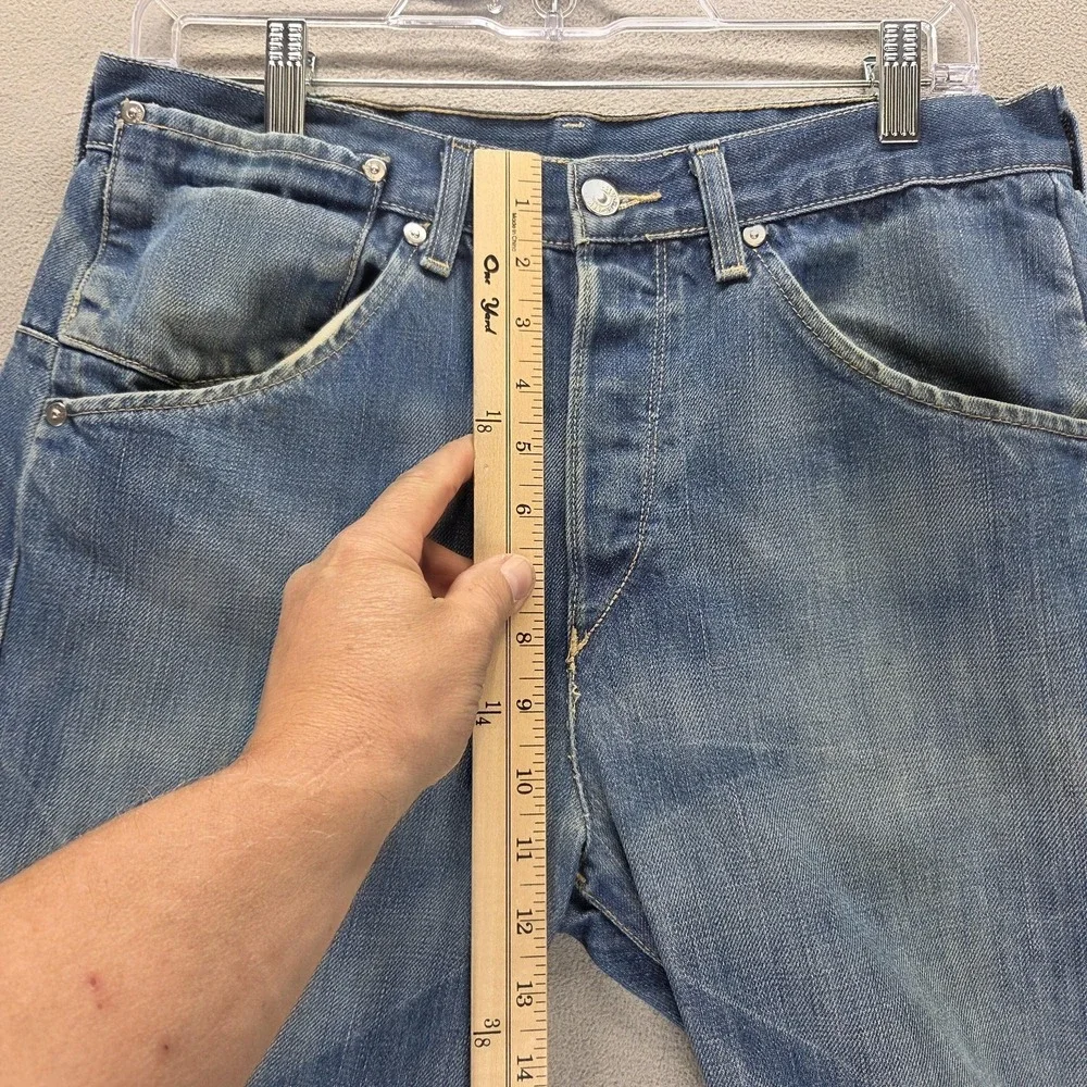 VTG Levis Engineered Jeans Mens Blue Twisted Medium Wash Altered Hem Fits 30x28